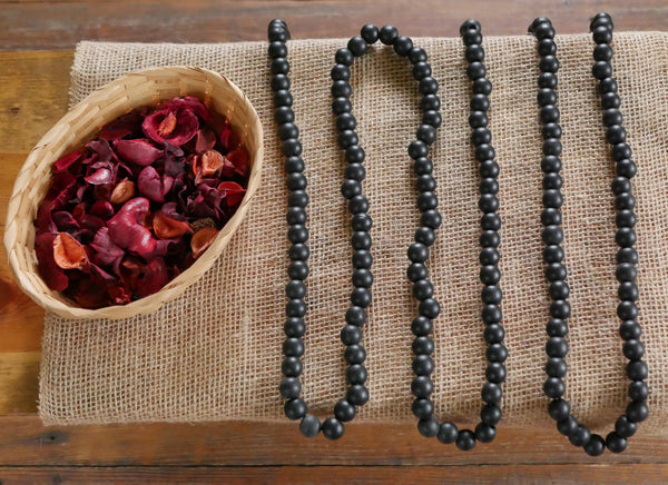 9-Foot Vintage Rustic White, Silver and Unfinished Wood Bead