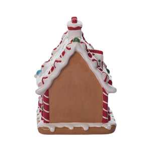 8.75-Inch Lighted Ceramic Gingerbread House Decor