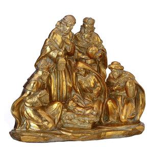 8.5-Inch Rustic Vintage Gold Metallic Nativity Figurine Christmas Tabletop Scene