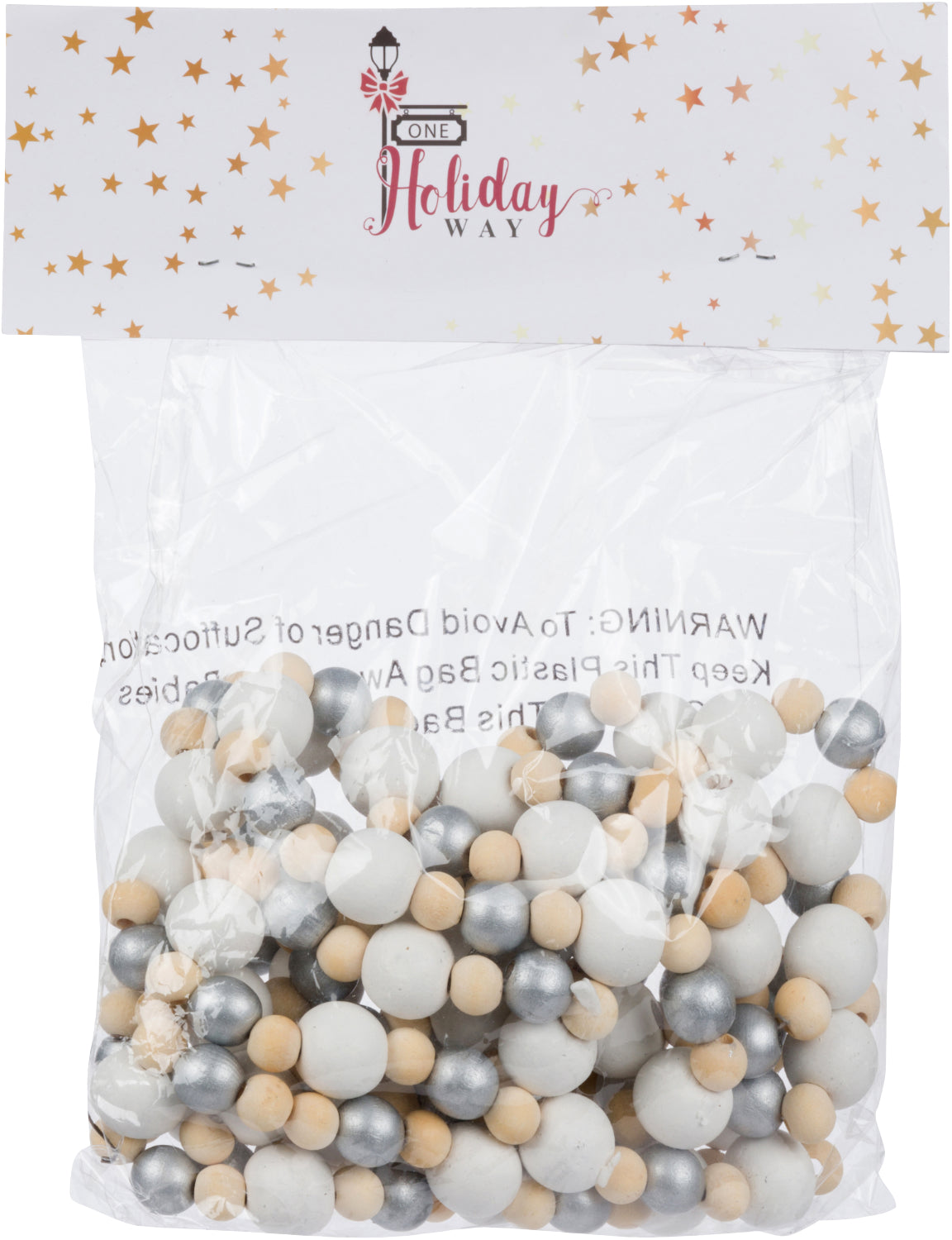 Christmas White Bead Garland Plastic Pearl Faceted D3529, 1 - King Soopers